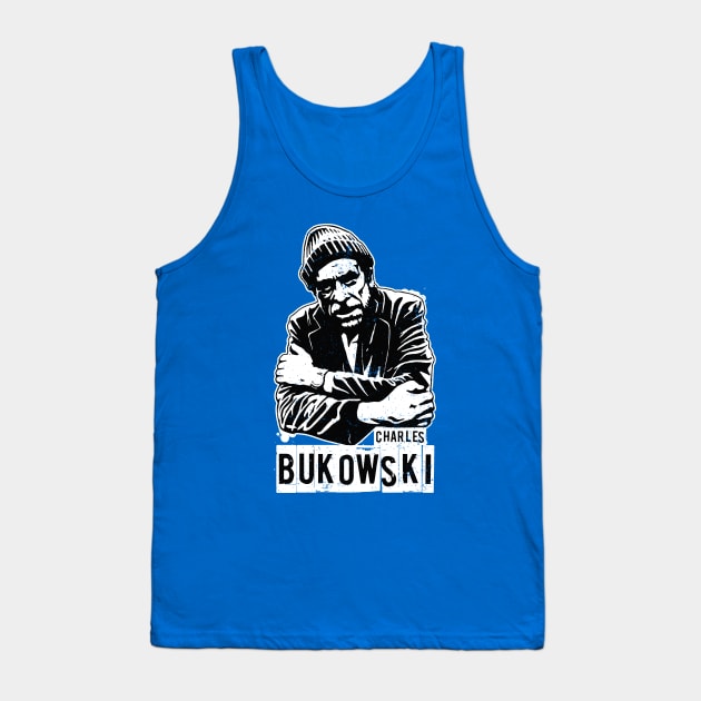 Charles Bukowski Stencil Portrait Tank Top by CultureClashClothing